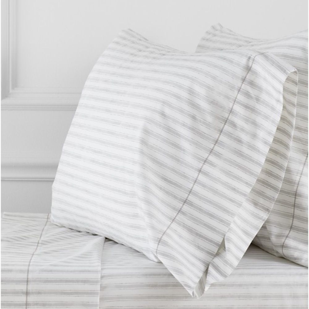 Sky Watercolor Stripe Percale Sheets Set 100%Cotton, Full